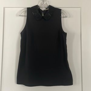 Sleevless Blouse with Beaded Collar